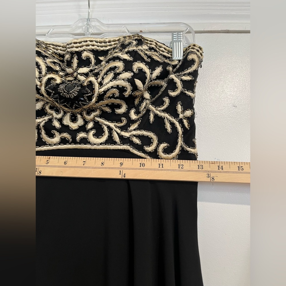 Sue Wong Vintage Black Strapless High-Low Beaded Bodice Gown Sz. 4 - Picture 11 of 12